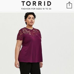 Torrid  burgundy  lace top shirt
